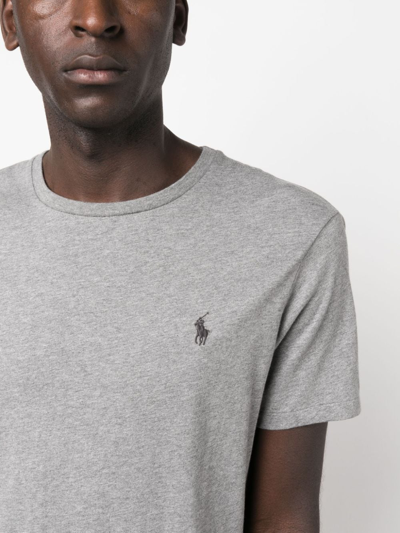 Shop Polo Ralph Lauren Polo Pony-embroidered Cotton T-shirt In Grey