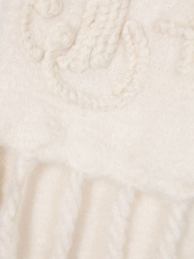 Shop Jil Sander Logo-embroidered Mohair-wool Scarf In Neutrals