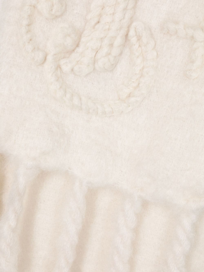 Jil Sander Logo-embroidered Mohair-wool Scarf In Neutrals