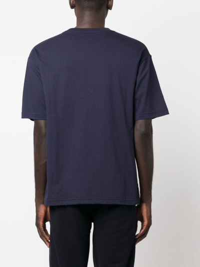 Shop Kiton Logo-embroidered Cotton T-shirt In Blue