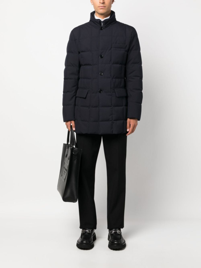 Shop Fay Notched-collar Quilted Down Jacket In Blue