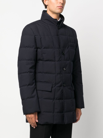 Shop Fay Notched-collar Quilted Down Jacket In Blue