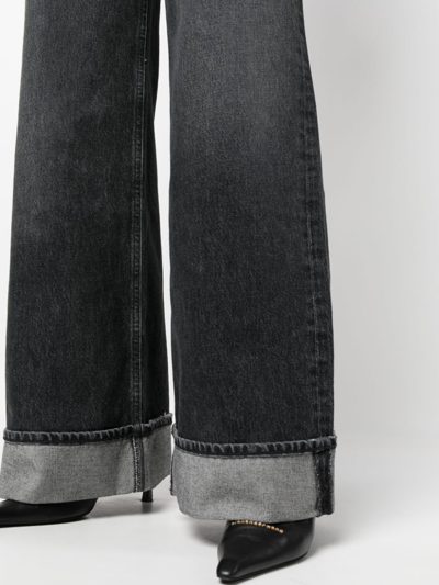 Shop Agolde Dame Wide-leg Organic-cotton Jeans In Black