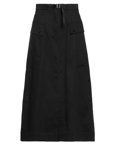 Shop Moncler Woman Long Skirt Black Size 10 Cotton, Elastane