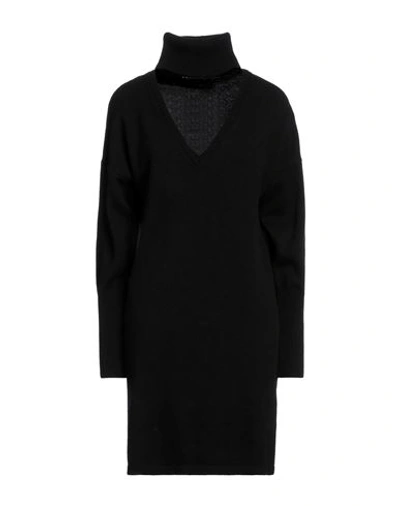 Shop Federica Tosi Woman Mini Dress Black Size 8 Wool, Cashmere