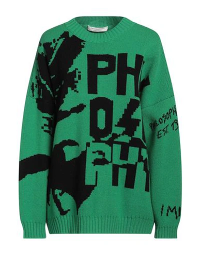 Shop Philosophy Di Lorenzo Serafini Woman Sweater Green Size 8 Virgin Wool