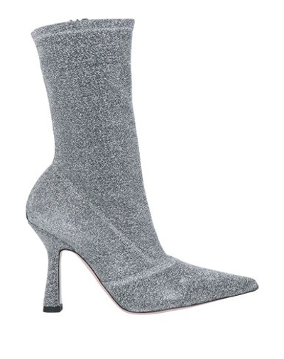 Shop Liu •jo Woman Ankle Boots Silver Size 11 Textile Fibers