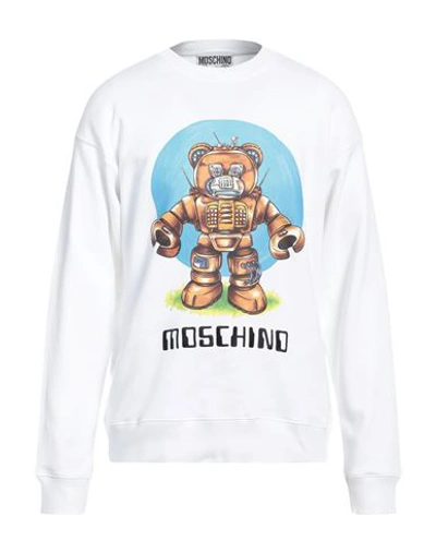 Moschino Bear Robot Cotton Sweatshirt In White