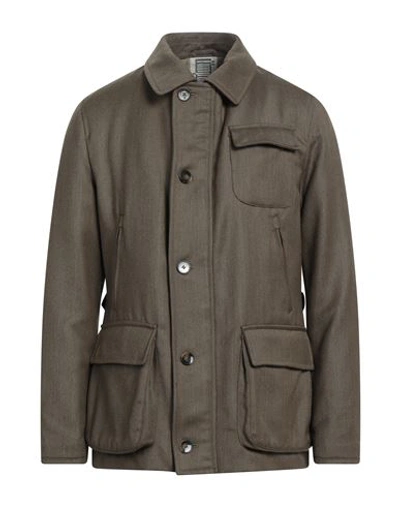 Shop L'impermeabile Man Coat Military Green Size 40 Wool