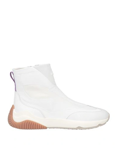 Hogan Woman Sneakers White Size 8 Soft Leather, Textile Fibers In White