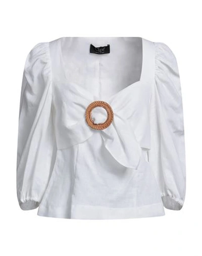 Clips Woman Blouse Off White Size 6 Linen In Off White