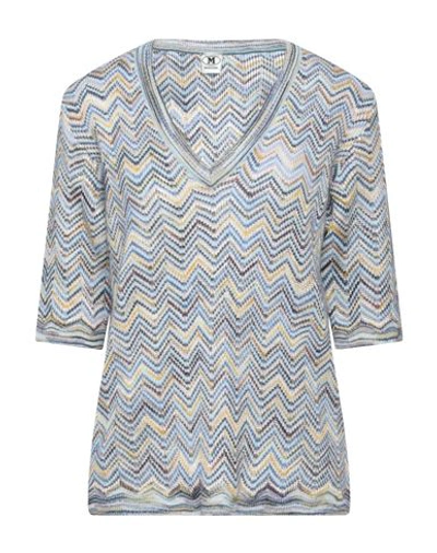 Shop M Missoni Woman Sweater Sky Blue Size Xl Mohair Wool, Viscose, Wool, Polyamide