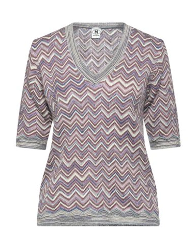 M Missoni Woman Sweater Mauve Size Xl Mohair Wool, Viscose, Wool, Polyamide In Purple