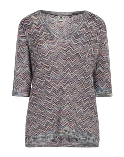 Shop M Missoni Woman Sweater Mauve Size Xl Mohair Wool, Viscose, Wool, Polyamide In Purple