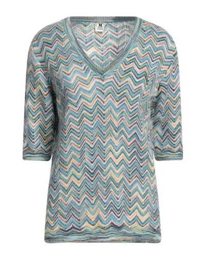 Shop M Missoni Woman Sweater Turquoise Size L Mohair Wool, Viscose, Wool, Polyamide In Blue