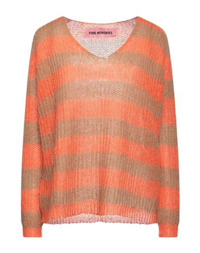 Pink Memories Woman Sweater Orange Size 8 Acrylic, Mohair Wool, Polyamide, Wool In Orange