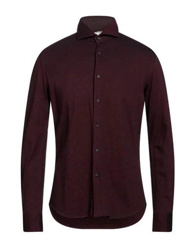 Shop Xacus Man Shirt Burgundy Size 15 ½ Cotton In Red