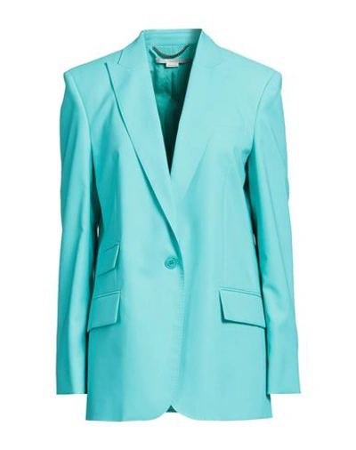 Shop Stella Mccartney Woman Blazer Turquoise Size 6-8 Polyamide, Elastane In Blue