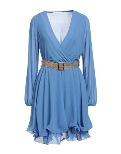 Shop Giorgia  & Johns Giorgia & Johns Woman Mini Dress Pastel Blue Size L Polyester, Viscose, Elastane