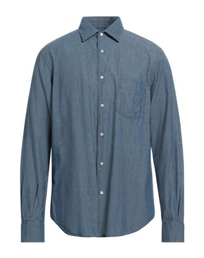 Shop Aspesi Man Denim Shirt Blue Size 16 ½ Cotton