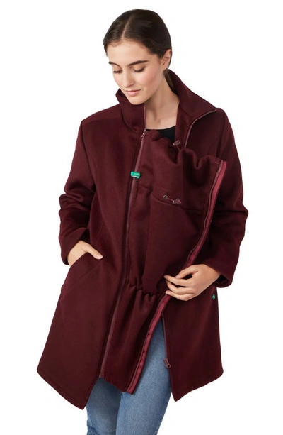 Modern Eternity 3-in-1 Maternity Wool Blend Coat In Burgundy