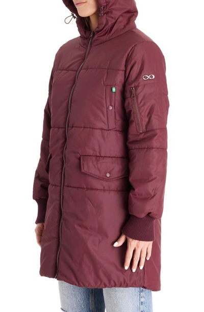 Modern Eternity 3-in-1 Hooded Maternity Puffer Jacket In Burgundy