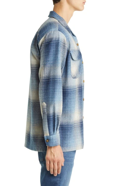 Shop Pendleton Board Plaid Wool Flannel Button-up Shirt In Blue Mix Ombre