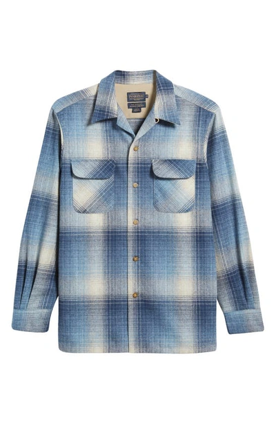 Shop Pendleton Board Plaid Wool Flannel Button-up Shirt In Blue Mix Ombre