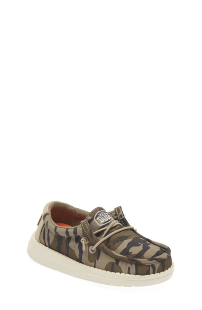 Shop Hey Dude Kids' Wally Canvas Boat Shoe In Camo