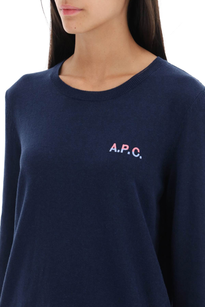 Shop Apc A.p.c. 'albane' Crew-neck Cotton Sweater Women In Blue