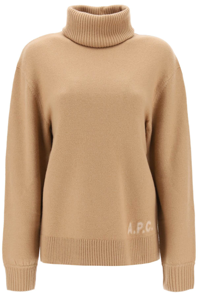 Shop Apc A.p.c. 'walter' Virgin Wool Turtleneck Sweater Women In Cream