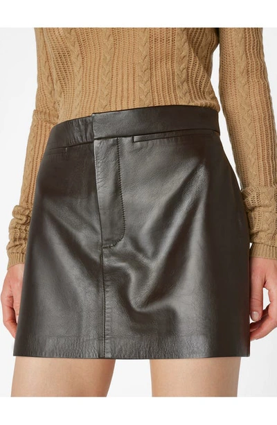 Shop Frame Leather Miniskirt In Espresso