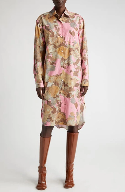 Shop Dries Van Noten Dayley Floral Long Sleeve Shirt Dress In Pink 305