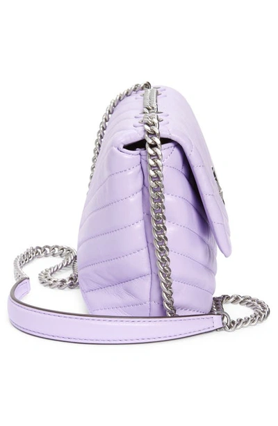 Shop Tory Burch Small Kira Chevron Leather Shoulder Bag In Lavender Cloud