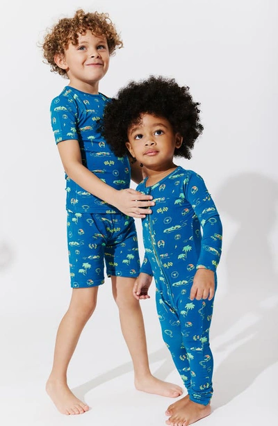 Shop Bellabu Bear Kids' Monaco Convertible Footie Pajamas In Blue