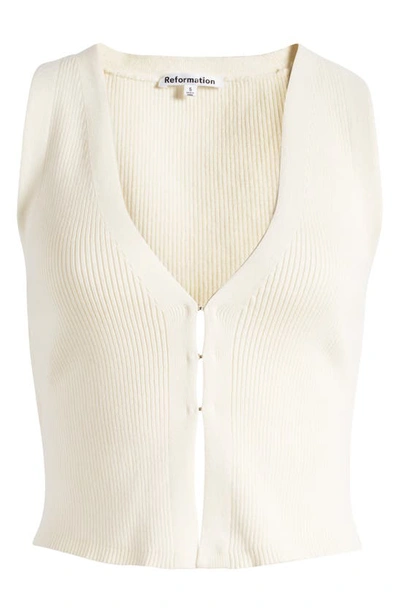 Shop Reformation Myrtle Sleeveless Sweater In Horchata