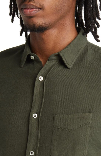 Shop Officine Generale Officine Générale Lipp Pigment Dyed Button-up Shirt In Forest Night