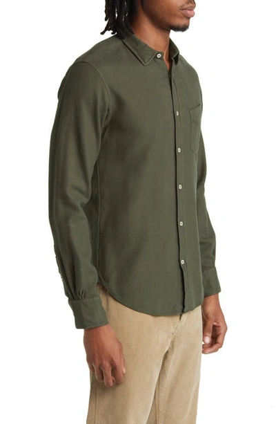 Shop Officine Generale Lipp Pigment Dyed Button-up Shirt In Forest Night