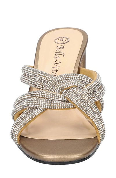 Shop Bella Vita Carmen Crystal Sandal In Bronze Suede