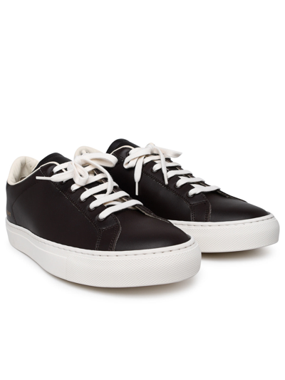 Shop Common Projects Man Brown Leather Sneakers