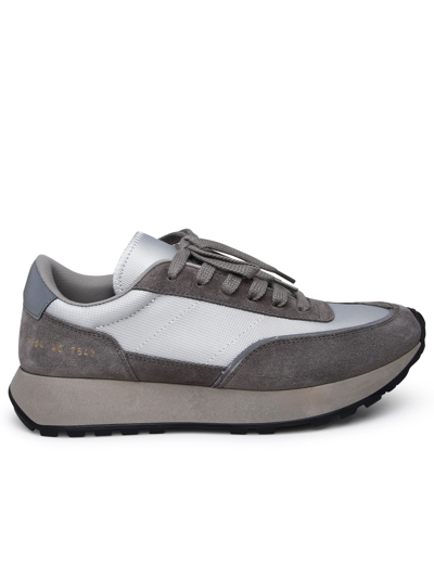 Shop Common Projects Man Track Grey Suede Blend Sneakers In Gray