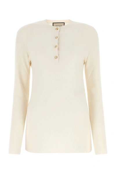 Shop Gucci Woman Ivory Cashmere Top In White