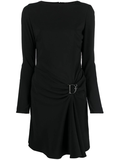 Shop Dsquared2 Black Draped Dress In Nero