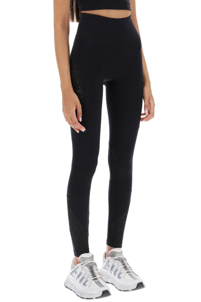 Shop Versace Sports Leggings With Lettering In Black (black)