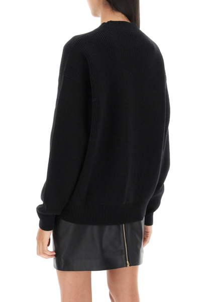 Versace Crew-neck Sweater With Logo Inlay In Black White (black)