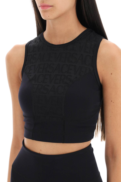 Shop Versace Sports Crop Top With Lettering In Black (black)