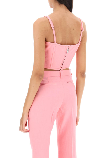 Shop Versace Monogram Corset Top In Pastel Pink (pink)