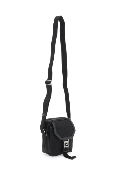 Shop Versace Allover Neo Nylon Crossbody Bag In Black (black)