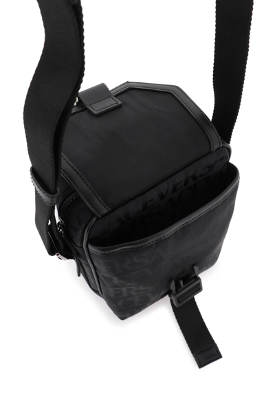 Shop Versace Allover Neo Nylon Crossbody Bag In Black (black)