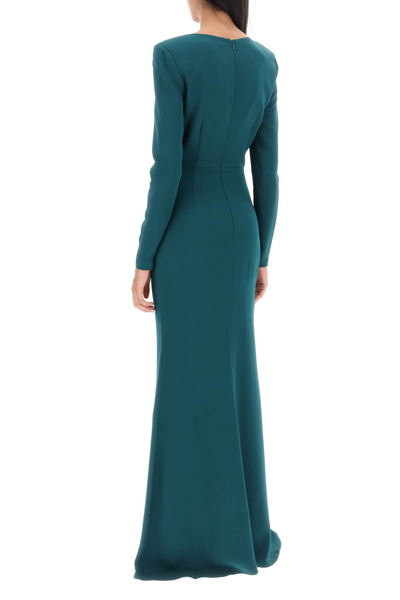 Shop Roland Mouret Maxi Dress With Plunging Neckline In Dark Green (green)